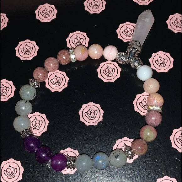 🪬2/$25🪬 New “Ultimate Healer” SS Rose Quartz Point & 8mm Rhodonite Bracelet - Picture 5 of 16